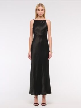 Abercrombie & Fitch Black Boatneck Satin Gown